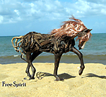 Free Spirit - Equestrian driftwood horse sculpture by australian cairns artist Jennie Scott